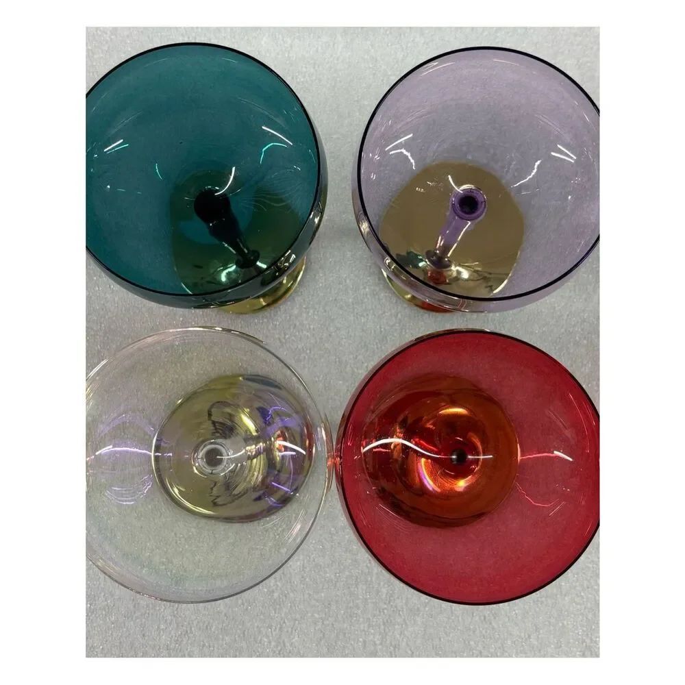 Anthropologie Camille Coupe Glasses Set Of 4 Mixed Colors - Picture 3 of 8